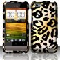 Hard Plastic Rubberized Snap On Design Case for HTC One V (Virgin Mobile) - Golden Cheetah