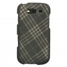 Hard Plastic Snap On Rubberized Design Case for Samsung Galaxy S Blaze 4G - Smoke Diagonal Check