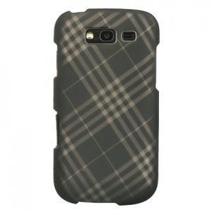Hard Plastic Snap On Rubberized Design Case for Samsung Galaxy S Blaze 4G - Smoke Diagonal Check