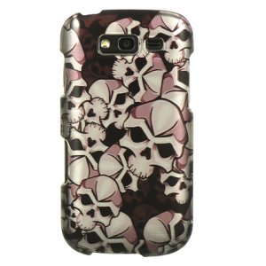 Hard Plastic Snap-On Design Cover Case for Samsung Galaxy S Blaze 4G - Black Skulls