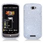Hard Plastic Bling Diamond Snap On Cover Case for HTC One S/Ville (T-Mobile) - Silver