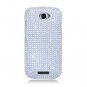 Hard Plastic Bling Diamond Snap On Cover Case for HTC One S/Ville (T-Mobile) - Silver
