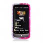 Hard Plastic Bling Diamond Snap On Cover Case for HTC One S/Ville (T-Mobile) - Silver and Pink