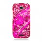 Hard Plastic Bling Diamond Snap On Cover Case for HTC One S/Ville (T-Mobile) - Hearts Flow