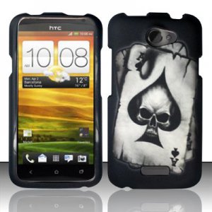 Hard Plastic Rubberized Snap On Design Case for HTC One X/Elite (AT&T) - Ace of Spade Skull