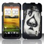 Hard Plastic Rubberized Snap On Design Case for HTC One X/Elite (AT&T) - Ace of Spade Skull
