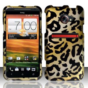 Hard Plastic Rubberized Snap On Design Case for HTC Evo 4G LTE - Golden Cheetah
