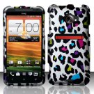 Hard Plastic Rubberized Snap On Design Case for HTC Evo 4G LTE - Rainbow Leopard