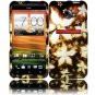 Hard Plastic Rubberized Snap On Design Case for HTC Evo 4G LTE - Gold Flowers