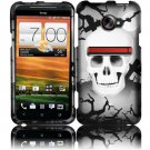 Hard Plastic Rubberized Snap On Design Case for HTC Evo 4G LTE - Cross Skulls