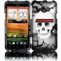 Hard Plastic Rubberized Snap On Design Case for HTC Evo 4G LTE - Cross Skulls