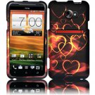 Hard Plastic Rubberized Snap On Design Case for HTC Evo 4G LTE - Gold Hearts