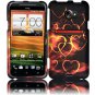 Hard Plastic Rubberized Snap On Design Case for HTC Evo 4G LTE - Gold Hearts