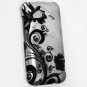 Hard Plastic Rubberized Snap On Design Case for HTC Droid Incredible 4G - Silver & Black Vines