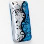 Hard Plastic Rubberized Snap On Design Case for HTC Droid Incredible 4G - Silver & Blue Vines