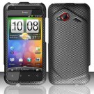 Hard Plastic Rubberized Snap On Design Case for HTC Droid Incredible 4G - Carbon Fiber