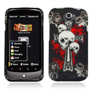 Hard Plastic Rubberized Snap On Design Case for HTC One S/Ville (T-Mobile) - Skulls & Dagger