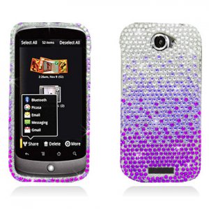 Hard Plastic Bling Diamond Snap On Cover Case for HTC One S/Ville (T-Mobile) - Purple Waterfall