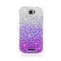 Hard Plastic Bling Diamond Snap On Cover Case for HTC One S/Ville (T-Mobile) - Purple Waterfall