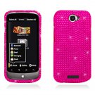 Hard Plastic Bling Diamond Snap On Cover Case for HTC One S/Ville (T-Mobile) - Hot Pink