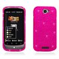 Hard Plastic Bling Diamond Snap On Cover Case for HTC One S/Ville (T-Mobile) - Hot Pink