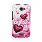 Hard Plastic 2-Piece (Snap On) Design Case for HTC One X/Elite (AT&T) - Hearts and Butterfly