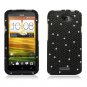 Hard Plastic Bling Diamond Snap On Cover Case for HTC One X/Elite (AT&T) - Black Diamond Pearls
