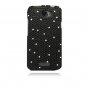 Hard Plastic Bling Diamond Snap On Cover Case for HTC One X/Elite (AT&T) - Black Diamond Pearls