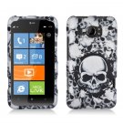 Hard Plastic Rubberized Snap On Design Case for HTC Titan II (AT&T) - White Skulls