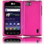 Hard Plastic Rubberized Snap On Cover Case for LG Optimus M Plus - Hot Pink