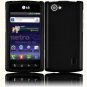 Hard Plastic Rubberized Snap On Cover Case for LG Optimus M Plus - Black