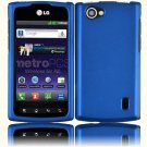 Hard Plastic Rubberized Snap On Cover Case for LG Optimus M Plus - Cool Blue
