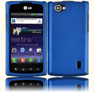 Hard Plastic Rubberized Snap On Cover Case for LG Optimus M Plus - Cool Blue