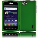 Hard Plastic Rubberized Snap On Cover Case for LG Optimus M Plus - Dark Green