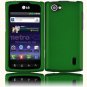 Hard Plastic Rubberized Snap On Cover Case for LG Optimus M Plus - Dark Green