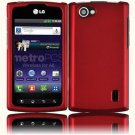 Hard Plastic Rubberized Snap On Cover Case for LG Optimus M Plus - Red