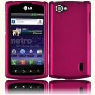 Hard Plastic Rubberized Snap On Cover Case for LG Optimus M Plus - Rose Pink