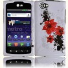 Hard Plastic 2-Piece (Snap On) Design Case for LG Optimus M Plus MS695 - Red Lily