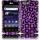 Hard Plastic 2-Piece (Snap On) Design Case for LG Optimus M Plus MS695 - Purple Leopard