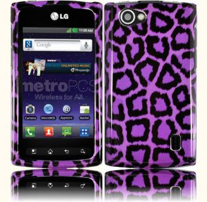 Hard Plastic 2-Piece (Snap On) Design Case for LG Optimus M Plus MS695 - Purple Leopard