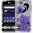 Hard Plastic 2-Piece (Snap On) Design Case for LG Optimus M Plus MS695 - Violet Lily