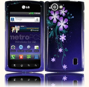 Hard Plastic 2-Piece (Snap On) Design Case for LG Optimus M Plus MS695 - Nightly Flowers