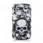 Hard Plastic Snap On Rubberized Design Case for Samsung Galaxy S Blaze 4G - White Skulls