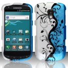 Hard Plastic Snap On Rubberized Design Case for Samsung Galaxy S Aviator - Silver and Blue Vines