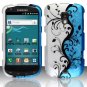 Hard Plastic Snap On Rubberized Design Case for Samsung Galaxy S Aviator - Silver and Blue Vines