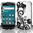 Hard Plastic Snap On Rubberized Design Case for Samsung Galaxy S Aviator - Silver and Black Vines