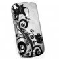 Hard Plastic Snap On Rubberized Design Case for Samsung Galaxy S Aviator - Silver and Black Vines