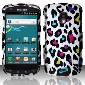 Hard Plastic Snap On Rubberized Design Case for Samsung Galaxy S Aviator - Rainbow Leopard