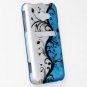 Hard Plastic Rubberized Snap On Design Case for HTC Evo 4G LTE (Sprint) - Silver & Blue Vines