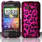 Hard Plastic Rubberized Snap On Design Case for HTC Droid Incredible 4G (Verizon) - Hot Pink Leopard